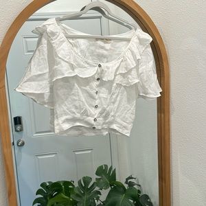 WE THE FREE FP WHITE 100% LINEN TOP